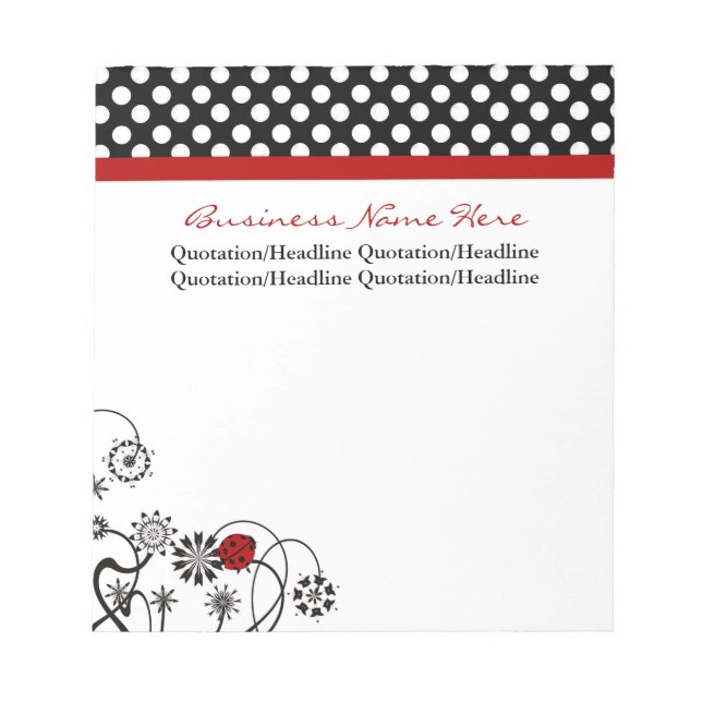 Ladybug And Polka Dots Notepad (Front)