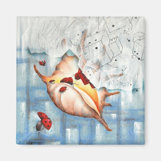 Ladybug and Seashell Magnet (Front)
