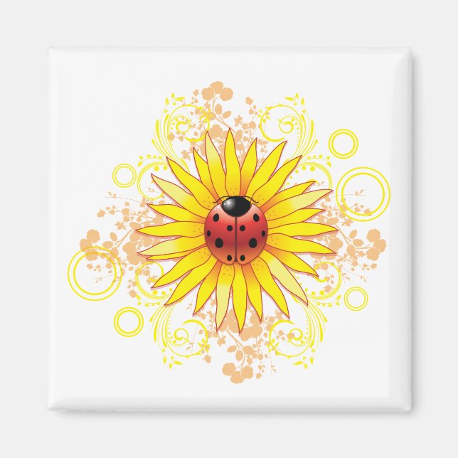 Ladybug and Sunflower Magnet (Front)