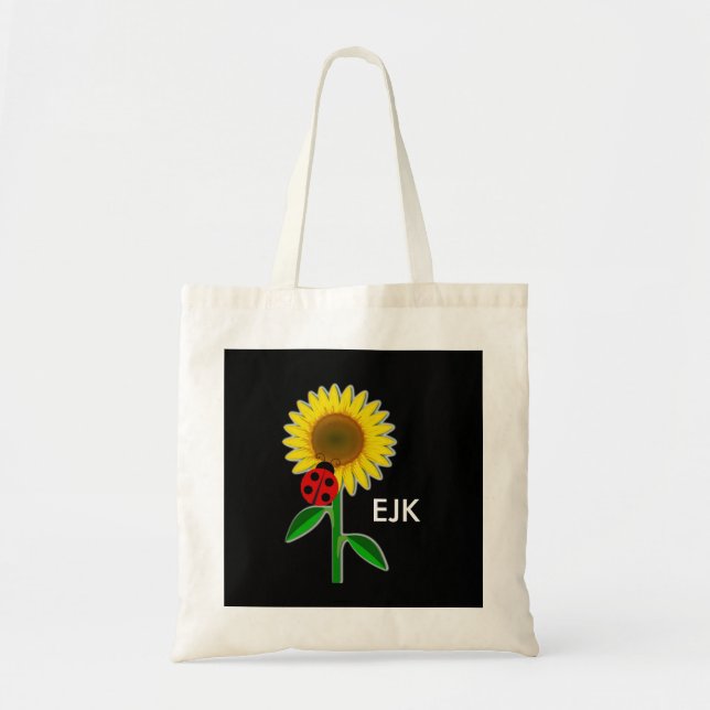Ladybug and Sunflower Monogram Book Bag/Tote Tote Bag (Front)