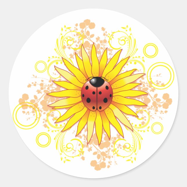 Ladybug and Sunflower Sticker (Front)