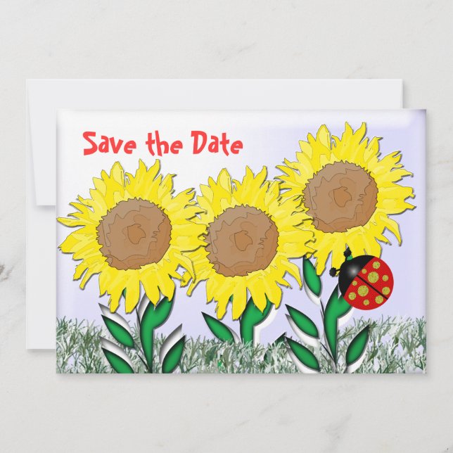 Ladybug and Sunflowers Invitation (Front)