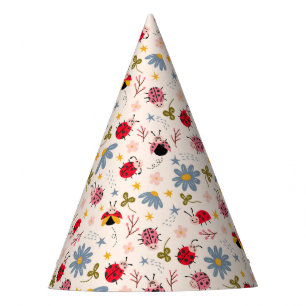 Ladybug and Wildflowers Pattern Birthday Party Hat