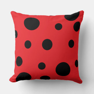 Ladybug animal print red and black dot pattern cushion