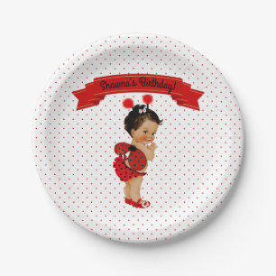 Ladybug Baby Girl White with Red Dots Paper Plate