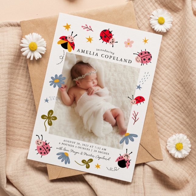 Ladybug Baby Photo Birth Announcement (Creator Uploaded)