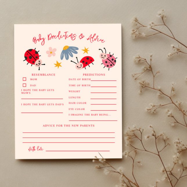 Ladybug Baby Shower Baby Predictions & Advice Card (Creator Uploaded)