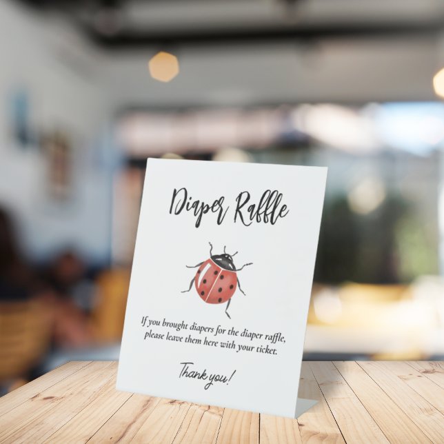 Ladybug Baby Shower Diaper Raffle Pedestal Sign (Creator Uploaded)