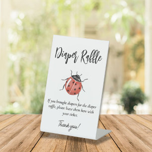 Ladybug Baby Shower Diaper Raffle Pedestal Sign