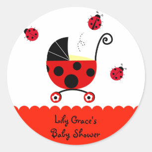 Ladybug Baby Shower Favour Stickers Labels