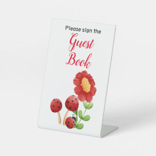 Ladybug baby shower Guest Book sign
