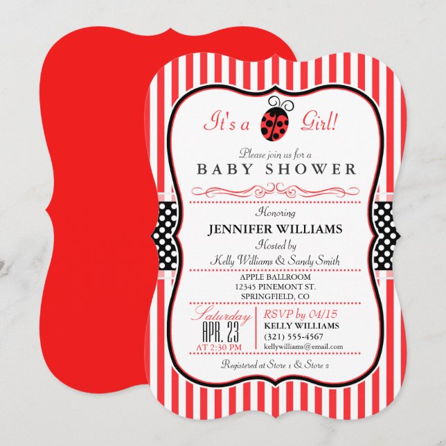 Ladybug Baby Shower Invitation (Front/Back)