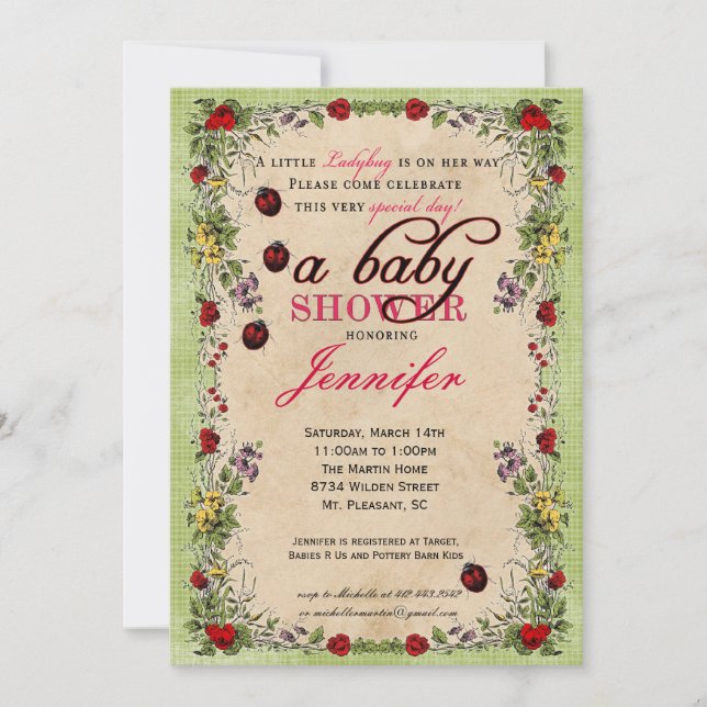 Ladybug Baby Shower Invitation (Front)