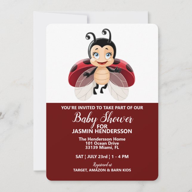 LadyBug - Baby Shower, Invitation (Front)