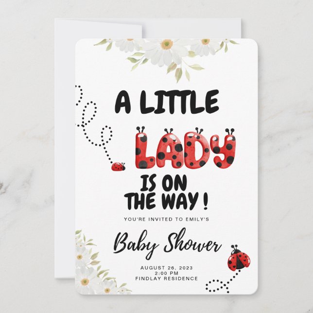 Ladybug Baby Shower Invitation Card (Front)