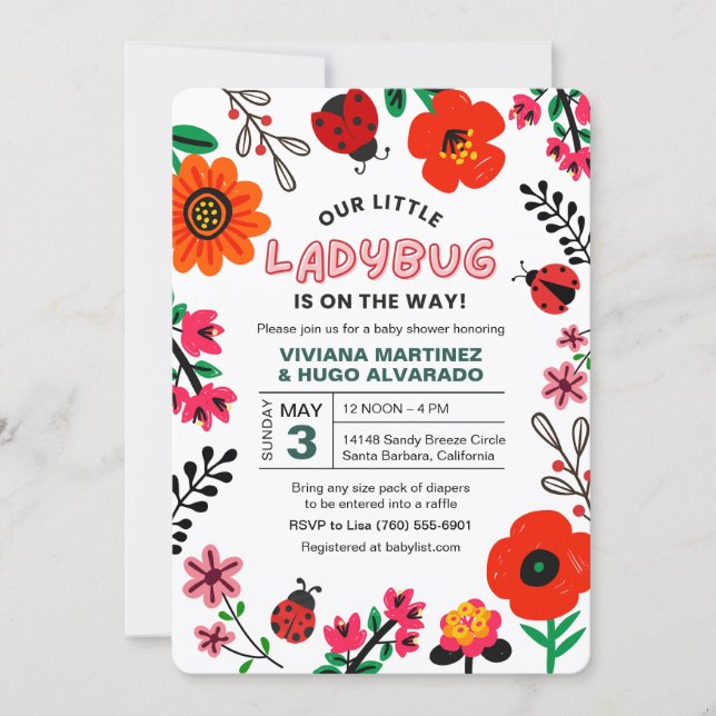 Ladybug Baby Shower Invitation Lovebug Invite (Front)