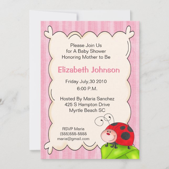 Ladybug Baby Shower Invitations (Front)