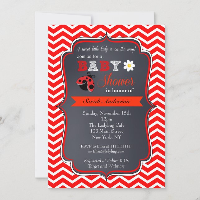 Ladybug Baby Shower Invitations (Front)
