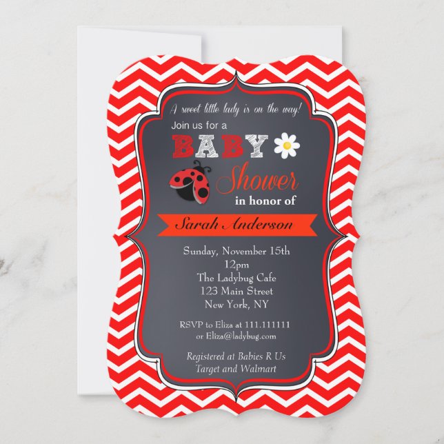 Ladybug Baby Shower Invitations (Front)