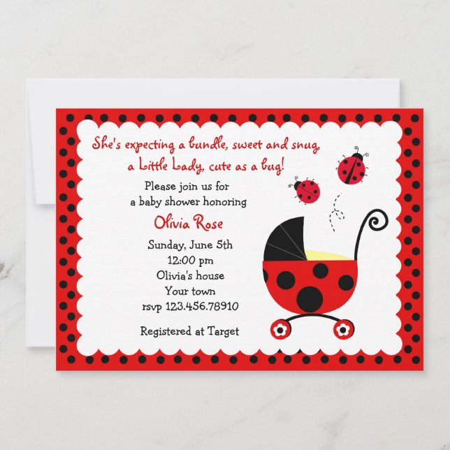 Ladybug Baby Shower Invitations (Front)