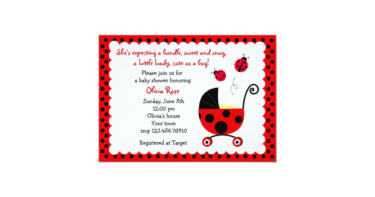 Ladybug Baby Shower Invitations | Zazzle.co.uk