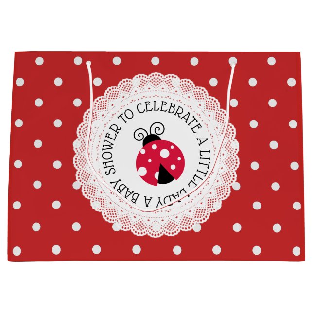 Ladybug Baby Shower Its a Girl Large Gift Bag (Front)