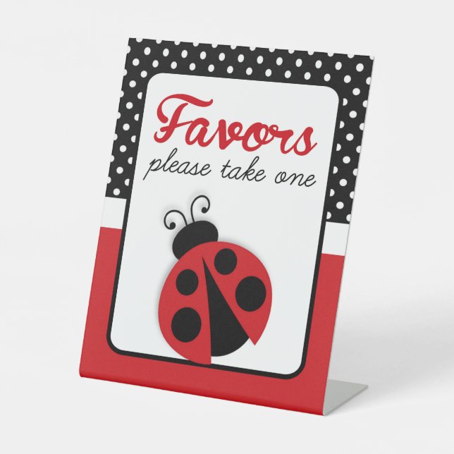 Ladybug Baby Shower or Birthday Favour Party Pedestal Sign (Front)