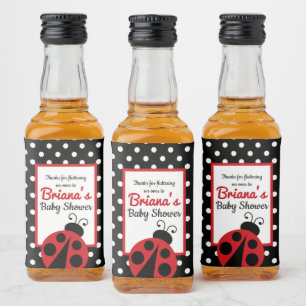 Ladybug Baby Shower or Birthday Liquor Bottle Label