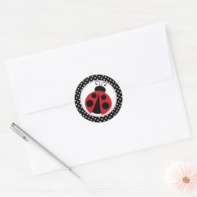 Ladybug Baby Shower or Birthday Party Classic Round Sticker (Envelope)