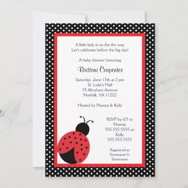 Ladybug Baby Shower or Birthday Party invite (Front)