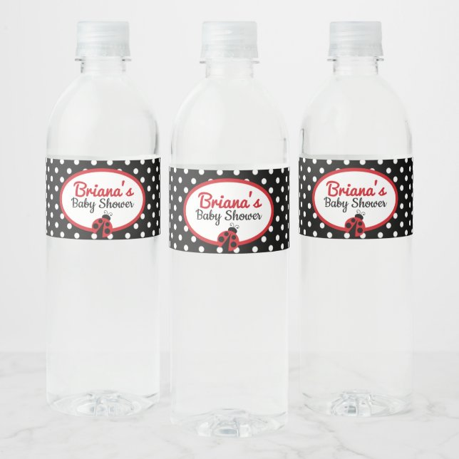 Ladybug Baby Shower or Birthday Party Water Bottle Label (Bottles)