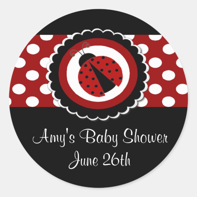 Ladybug Baby Shower or Birthday Stickers (Front)