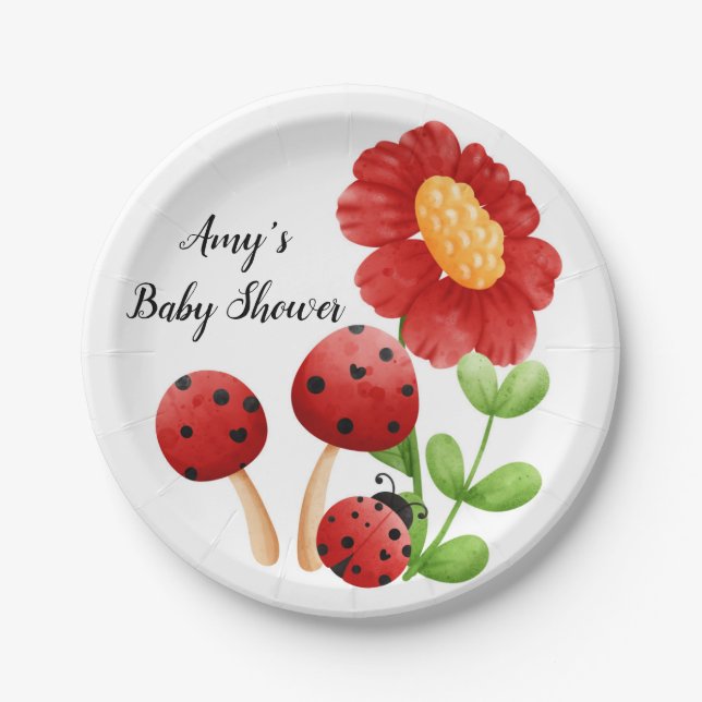 Ladybug Baby Shower Paper Plate (Front)
