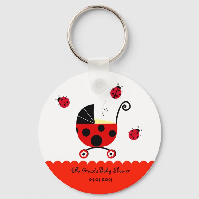 Ladybug Baby Shower Party Favour Keychains (Front)