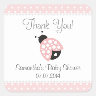 Ladybug Baby Shower Thank You Stickers (Pink)