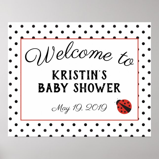 Ladybug baby shower welcome sign poster - large (Front)