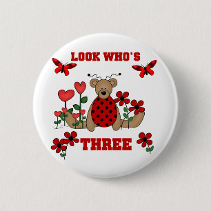 Ladybug Bear 3rd Birthday Tshirts 6 Cm Round Badge