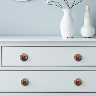  Ladybug Beautiful Art Deco Gold Pearls Rubies Ceramic Knob