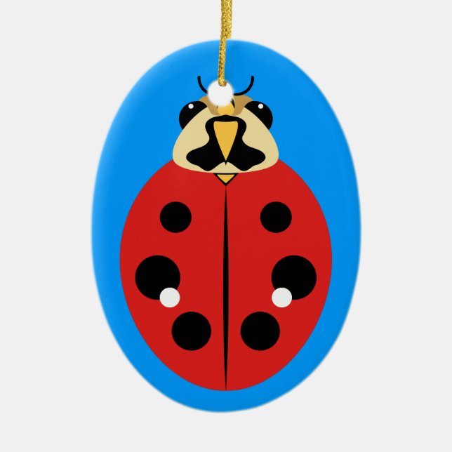 Ladybug Beetle Red Ceramic Tree Decoration (Front)