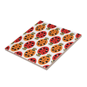 Ladybug Beetles in Orange and Red Tile