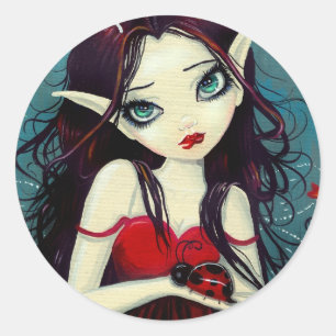 Ladybug Big-Eye Fairy Art Classic Round Sticker