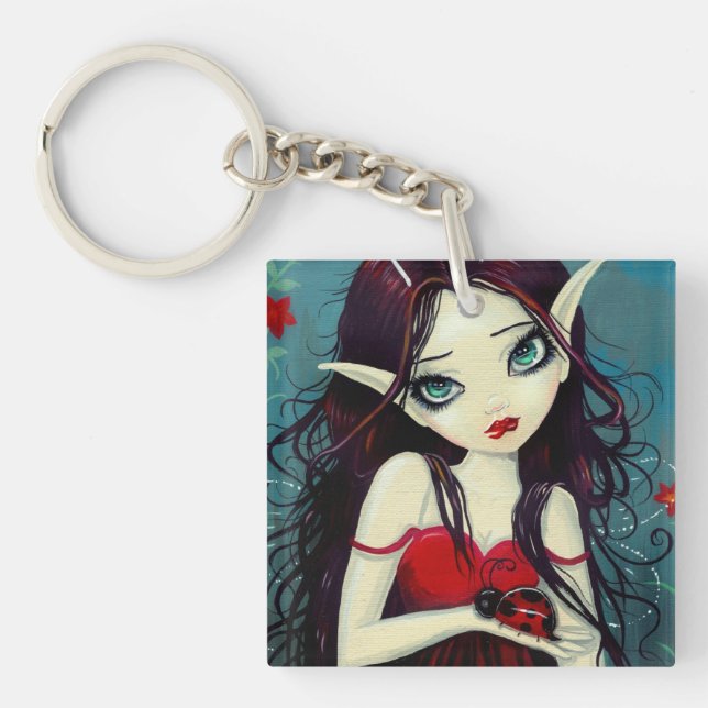 Ladybug Big-Eye Fairy Art Key Ring (Front)