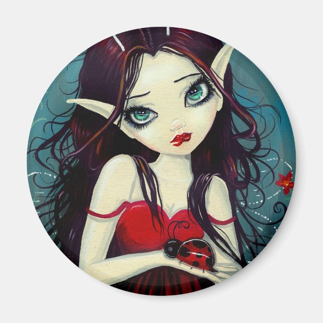 Ladybug Big-Eye Fairy Art Magnet (Front)