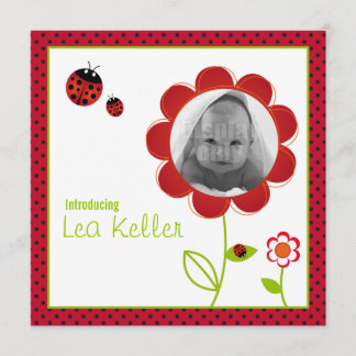 Ladybug birth announcement card