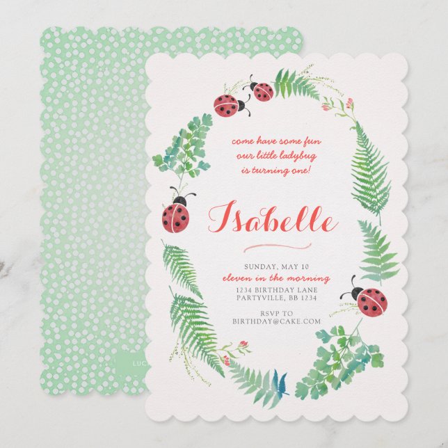 LadyBug Birthday Invitation (Front/Back)