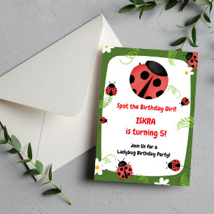 Ladybug Birthday Invitation Girl Editable