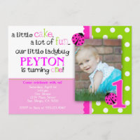 Ladybug Birthday Invitation Hot Pink Lime green