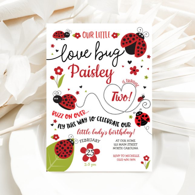 Ladybug Birthday Invitation, Lady Love Bug Invite (Creator Uploaded)