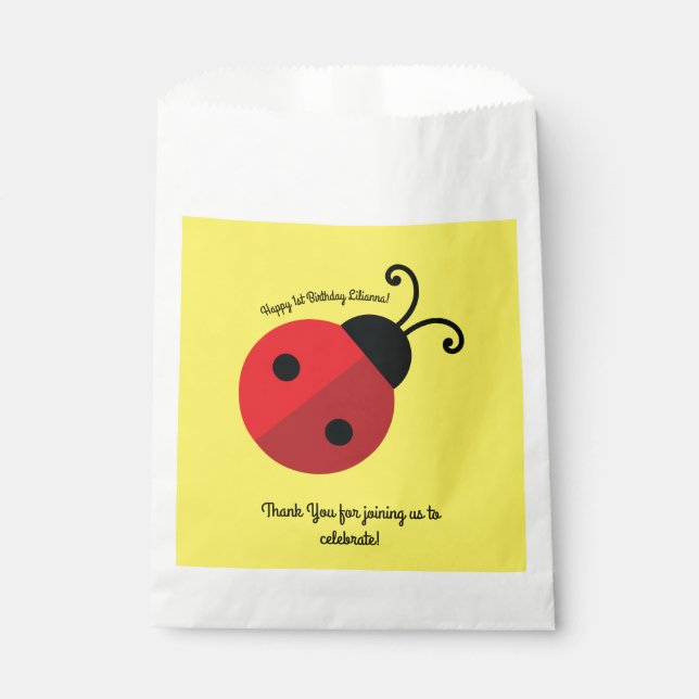 Ladybug Birthday Party Favour Bags (Front)