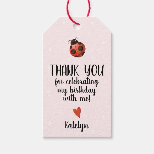 Ladybug Birthday Party Favour Gift Tag (Front)